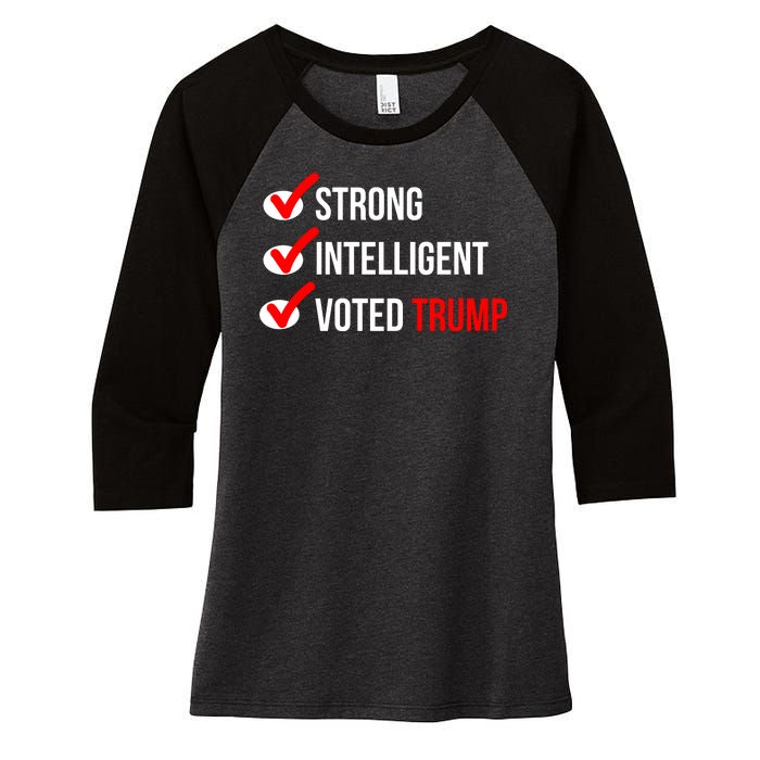 Strong Intelligent Women For Trump Girl Maga Checklist Voted Trump Women's Tri-Blend 3/4-Sleeve Raglan Shirt