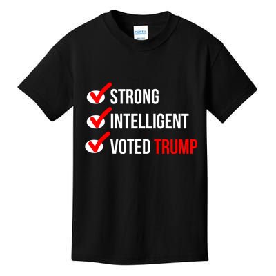 Strong Intelligent Women For Trump Girl Maga Checklist Voted Trump Kids T-Shirt