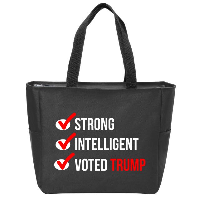 Strong Intelligent Women For Trump Girl Maga Checklist Voted Trump Zip Tote Bag