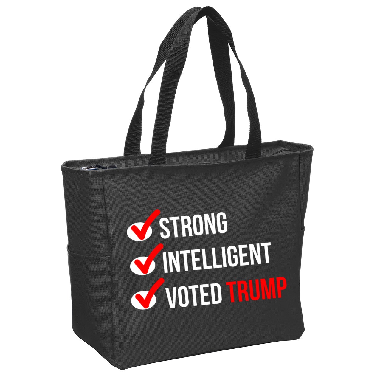 Strong Intelligent Women For Trump Girl Maga Checklist Voted Trump Zip Tote Bag