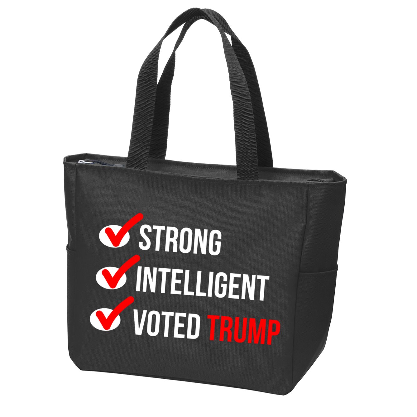 Strong Intelligent Women For Trump Girl Maga Checklist Voted Trump Zip Tote Bag