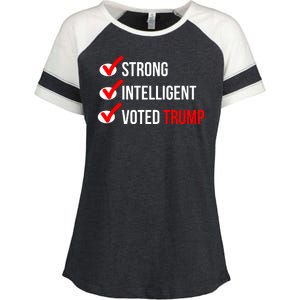 Strong Intelligent Women For Trump Girl Maga Checklist Voted Trump Enza Ladies Jersey Colorblock Tee