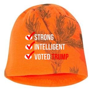 Strong Intelligent Women For Trump Girl Maga Checklist Voted Trump Kati - Camo Knit Beanie