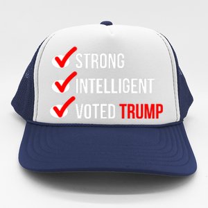 Strong Intelligent Women For Trump Girl Maga Checklist Voted Trump Trucker Hat