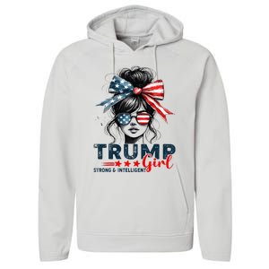 Strong Intelligent Women For Trump Girl Maga Performance Fleece Hoodie