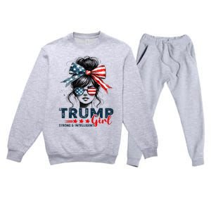 Strong Intelligent Women For Trump Girl Maga Premium Crewneck Sweatsuit Set