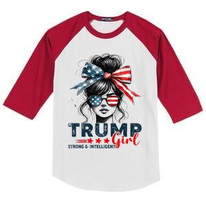 Strong Intelligent Women For Trump Girl Maga Kids Colorblock Raglan Jersey