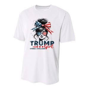 Strong Intelligent Women For Trump Girl Maga Youth Performance Sprint T-Shirt