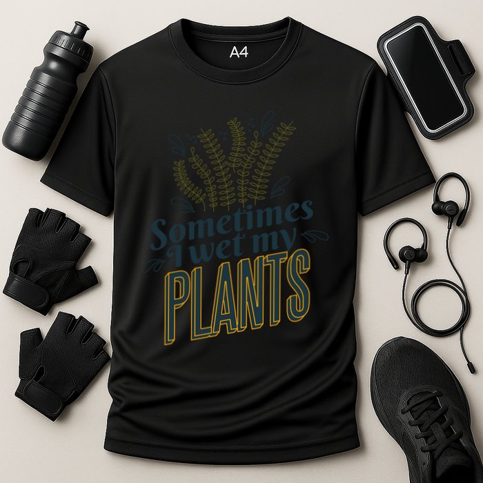 Sometimes I Wet My Plants Funny Cooling Performance Crew T-Shirt