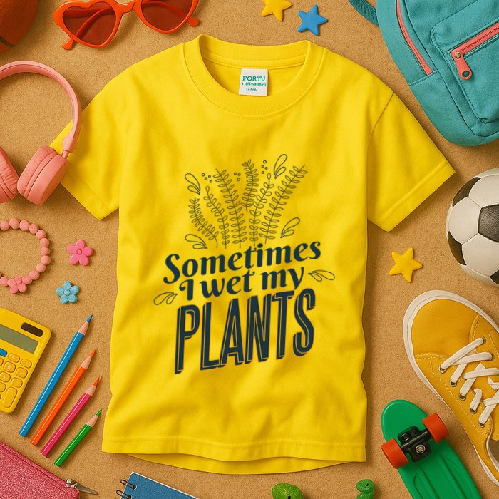 Sometimes I Wet My Plants Funny Kids T-Shirt