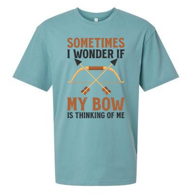 Sometimes I Wonder If Bow Thinks Design Archery Hunting Gift Sueded Cloud Jersey T-Shirt