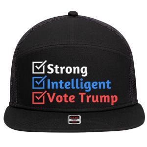 Strong Intelligent Women For Trump Girl Maga Checklist 7 Panel Mesh Trucker Snapback Hat