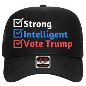 Strong Intelligent Women For Trump Girl Maga Checklist High Crown Mesh Back Trucker Hat