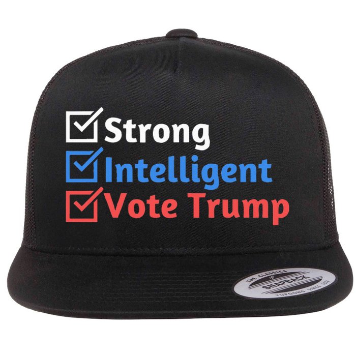 Strong Intelligent Women For Trump Girl Maga Checklist Flat Bill Trucker Hat