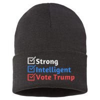 Strong Intelligent Women For Trump Girl Maga Checklist Sustainable Knit Beanie