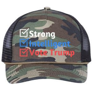 Strong Intelligent Women For Trump Girl Maga Checklist Retro Rope Trucker Hat Cap