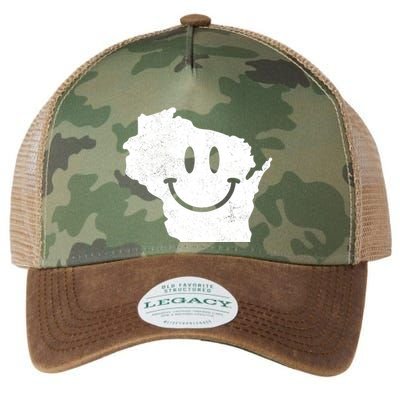 Smiling In Wi Funny Wisconsin Happy Face Legacy Tie Dye Trucker Hat