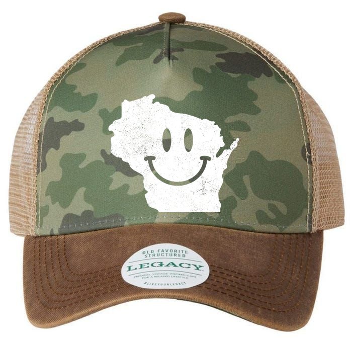 Smiling In Wi Funny Wisconsin Happy Face Legacy Tie Dye Trucker Hat