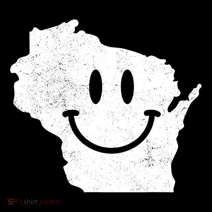 Smiling In Wi Funny Wisconsin Happy Face Flexfit Unipanel Trucker Cap