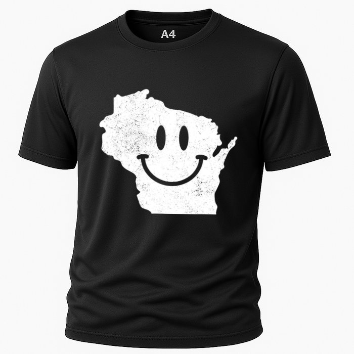 Smiling In Wi Funny Wisconsin Happy Face Performance Shirt