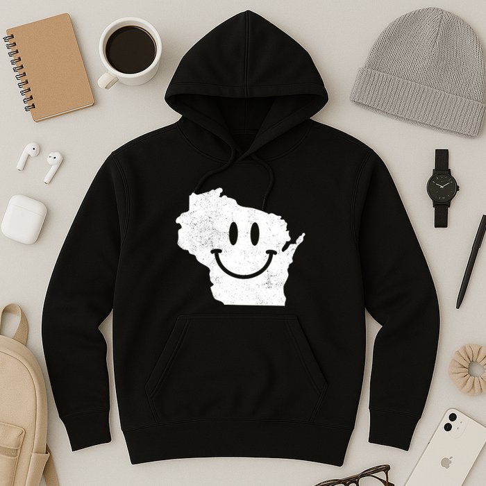 Smiling In Wi Funny Wisconsin Happy Face Hoodie