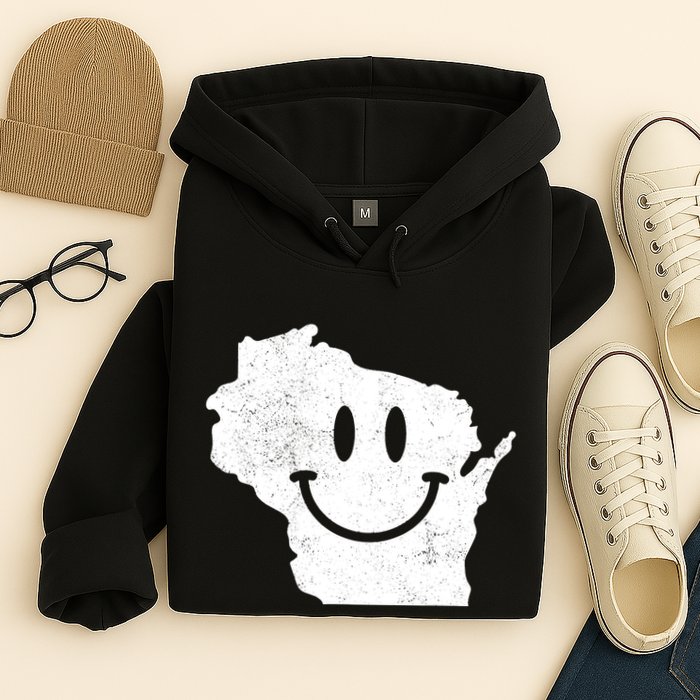 Smiling In Wi Funny Wisconsin Happy Face Hoodie