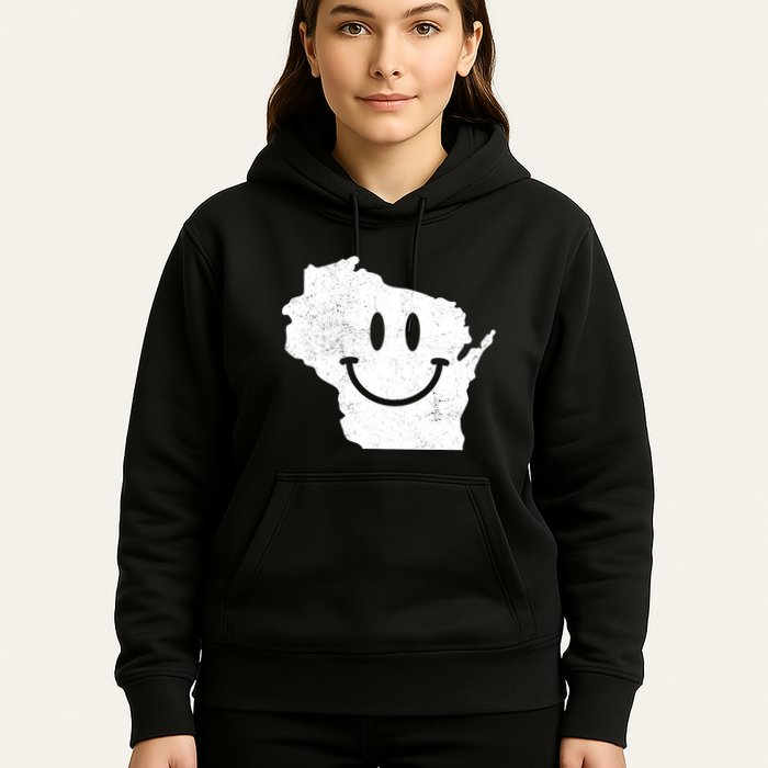Smiling In Wi Funny Wisconsin Happy Face Hoodie