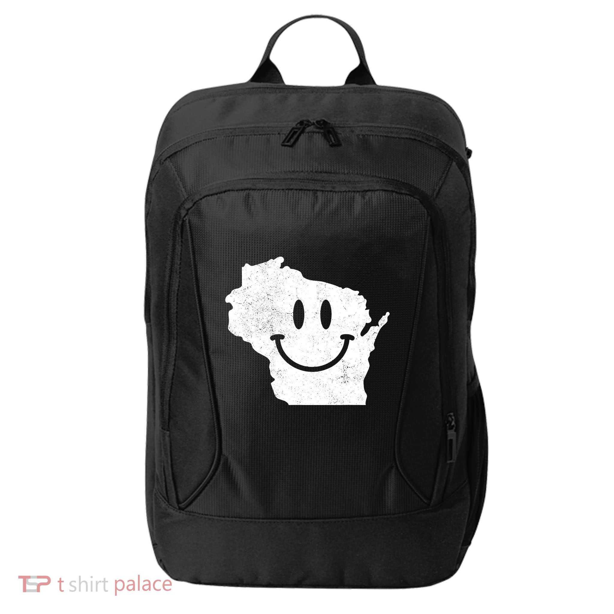 Smiling In Wi Funny Wisconsin Happy Face City Backpack