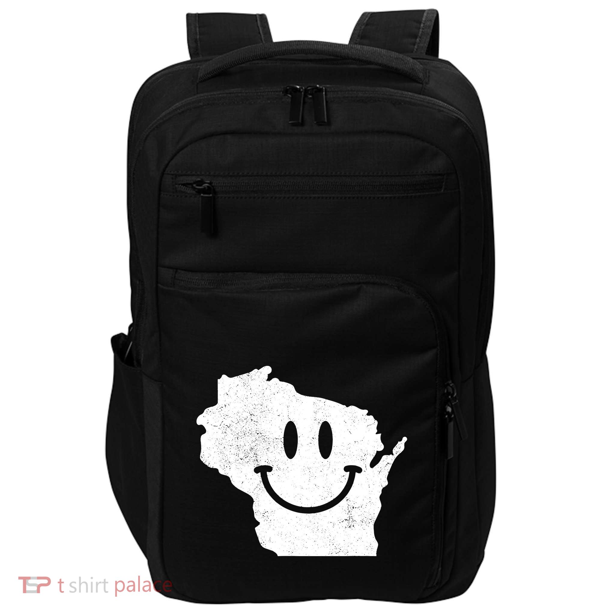 Smiling In Wi Funny Wisconsin Happy Face Impact Tech Backpack