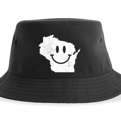 Smiling In Wi Funny Wisconsin Happy Face Sustainable Bucket Hat