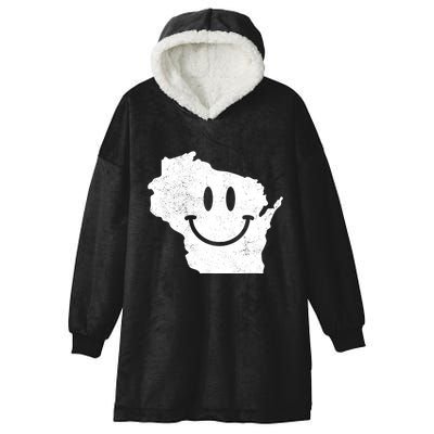 Smiling In Wi Funny Wisconsin Happy Face Hooded Wearable Blanket