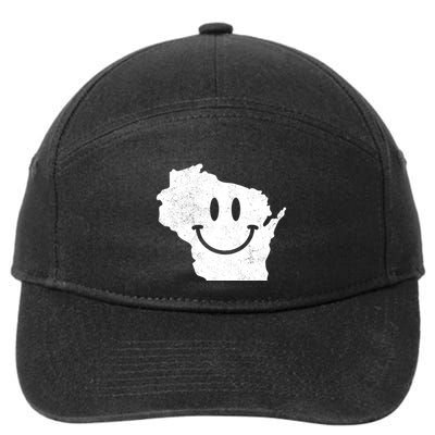 Smiling In Wi Funny Wisconsin Happy Face 7-Panel Snapback Hat