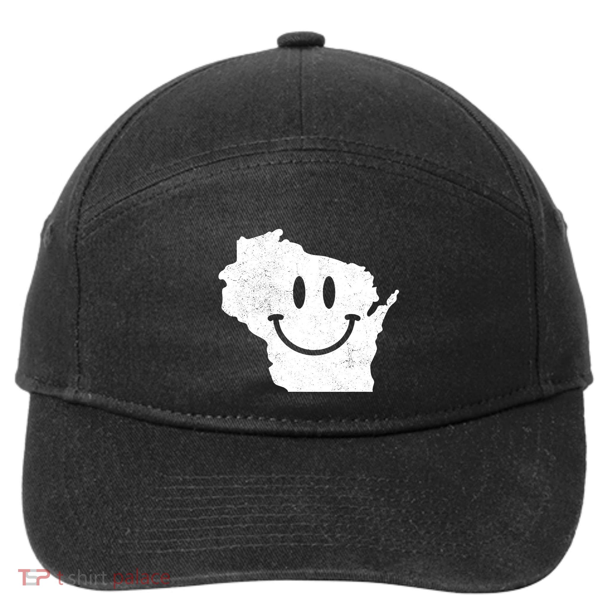 Smiling In Wi Funny Wisconsin Happy Face 7-Panel Snapback Hat