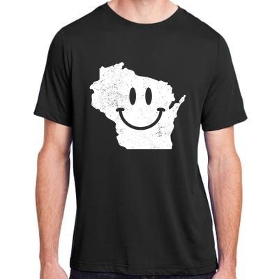 Smiling In Wi Funny Wisconsin Happy Face Adult ChromaSoft Performance T-Shirt