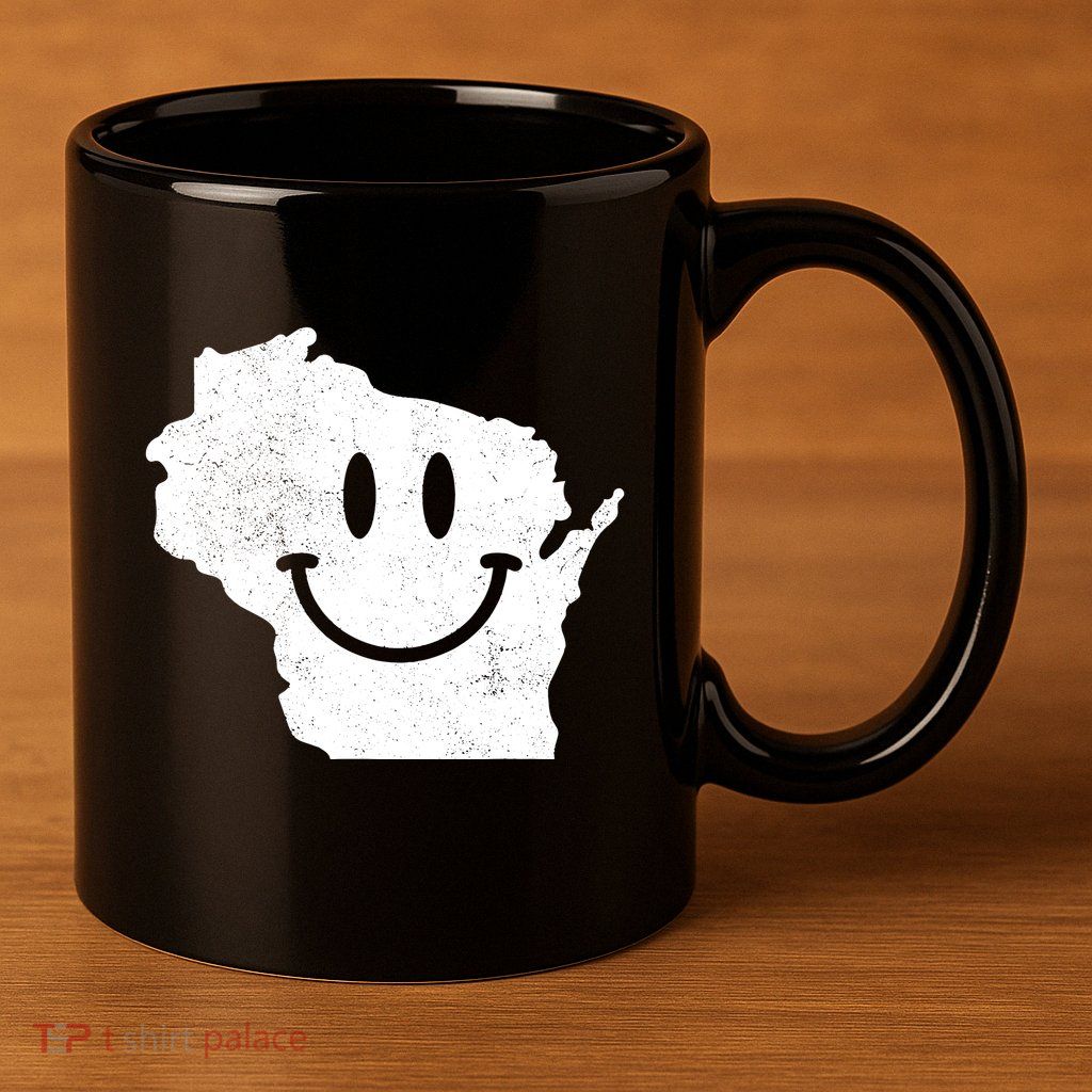 Smiling In Wi Funny Wisconsin Happy Face 11oz C Handle Ceramic Mug