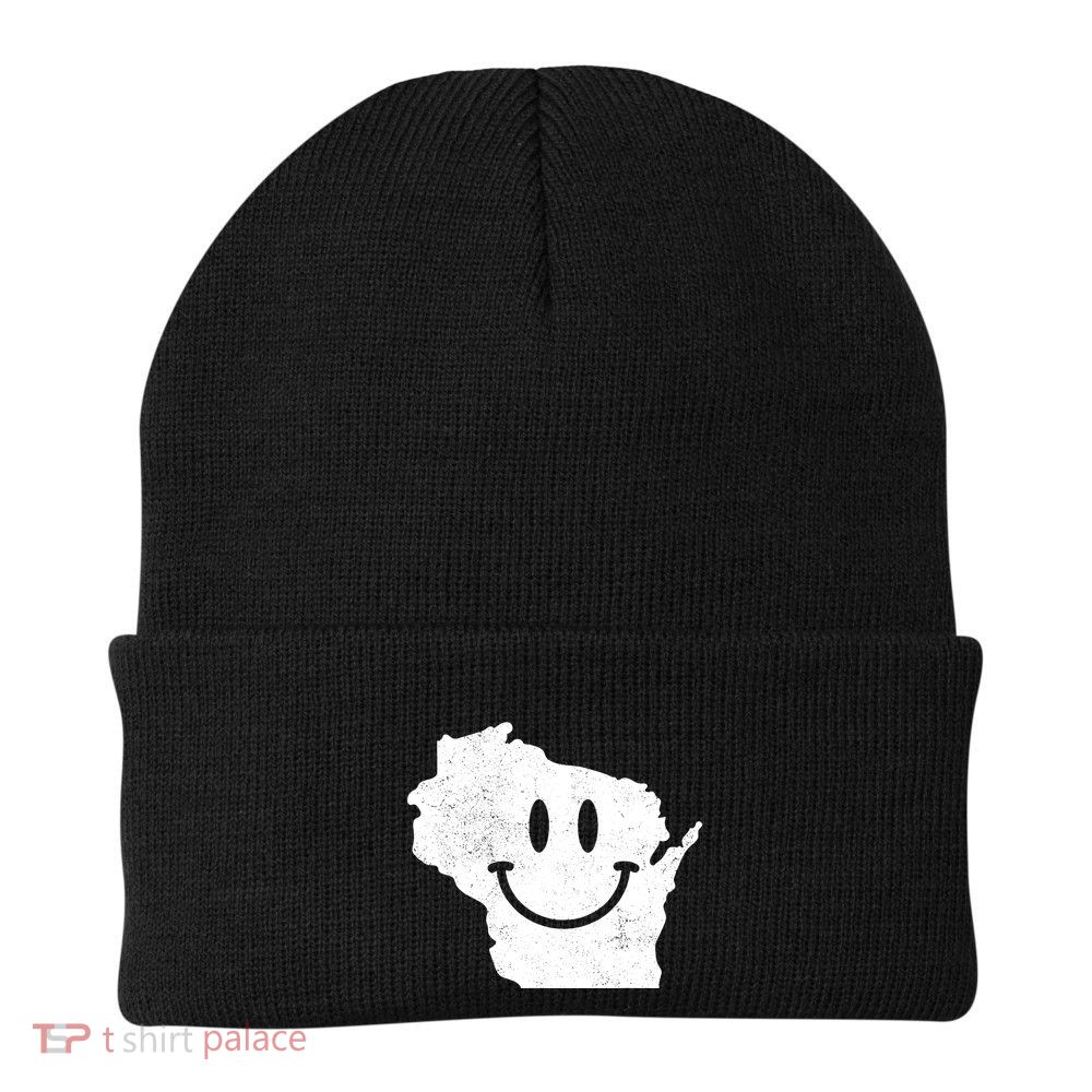 Smiling In Wi Funny Wisconsin Happy Face Beanie