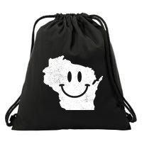 Smiling In Wi Funny Wisconsin Happy Face Drawstring Bag