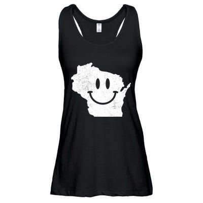 Smiling In Wi Funny Wisconsin Happy Face Ladies Essential Flowy Tank