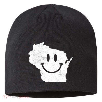 Smiling In Wi Funny Wisconsin Happy Face Sustainable Beanie