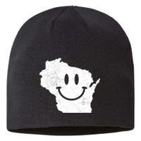 Smiling In Wi Funny Wisconsin Happy Face Sustainable Beanie