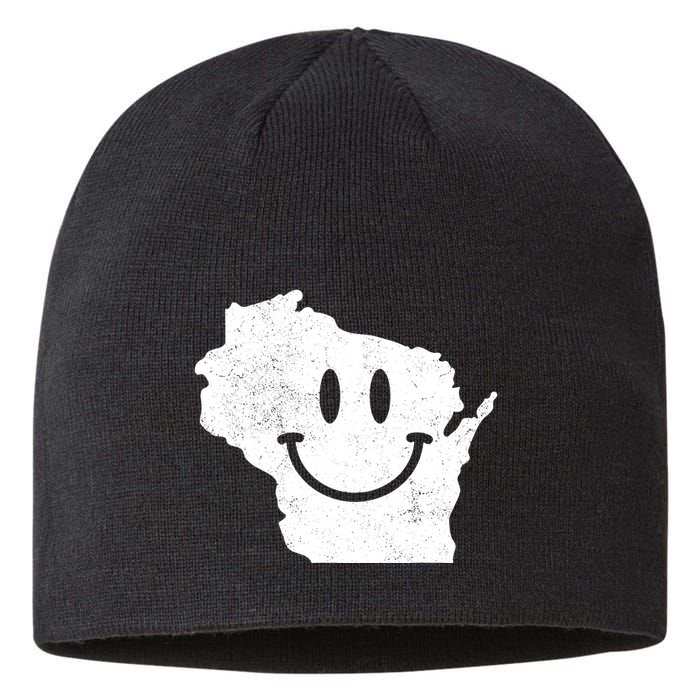 Smiling In Wi Funny Wisconsin Happy Face Sustainable Beanie