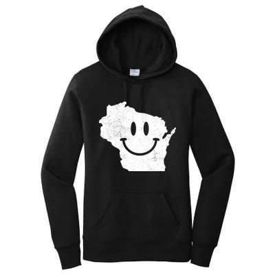 Smiling In Wi Funny Wisconsin Happy Face Women's Pullover Hoodie