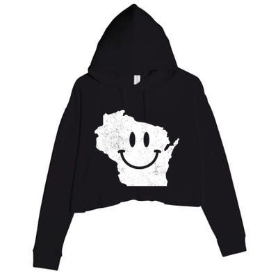 Smiling In Wi Funny Wisconsin Happy Face Crop Fleece Hoodie