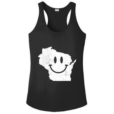 Smiling In Wi Funny Wisconsin Happy Face Ladies PosiCharge Competitor Racerback Tank