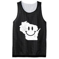 Smiling In Wi Funny Wisconsin Happy Face Mesh Reversible Basketball Jersey Tank