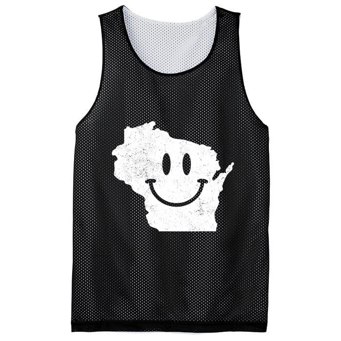 Smiling In Wi Funny Wisconsin Happy Face Mesh Reversible Basketball Jersey Tank