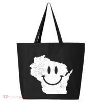 Smiling In Wi Funny Wisconsin Happy Face 25L Jumbo Tote