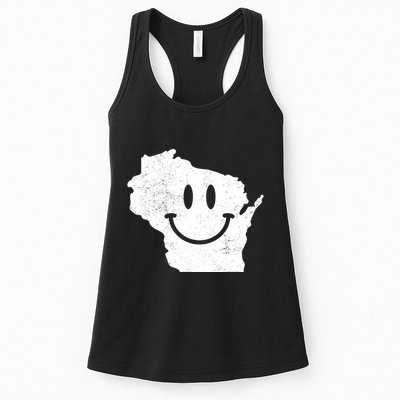 Smiling In Wi Funny Wisconsin Happy Face Womens Tank Top
