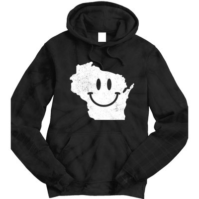 Smiling In Wi Funny Wisconsin Happy Face Tie Dye Hoodie