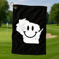 Smiling In Wi Funny Wisconsin Happy Face Golf Towel
